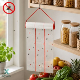 Pułapka klejowa na muchy i muszki owocowe, bez chemii, wisząca, rolka 10 m, szerokość 25 cm KAMAI STRENDPRO