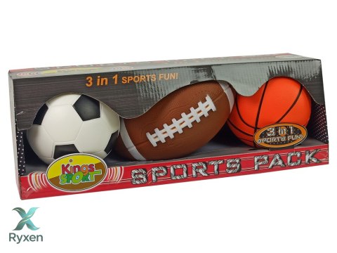 Zestaw Miękkich Piłek Sportowych 3w1 Piłka Nożna Koszykówka Baseball LEAN TOYS