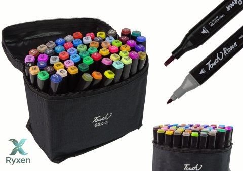 Zestaw Pisaków Markerów Touch 60 Szt Torba Markery Alkoholowe LEAN TOYS