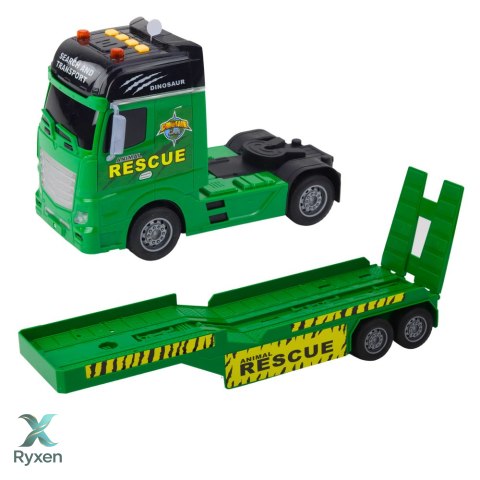 Zestaw Ratowniczy Ciężarówka Helikopter Samochód Dinozaur Światła Dźwięki LEAN TOYS