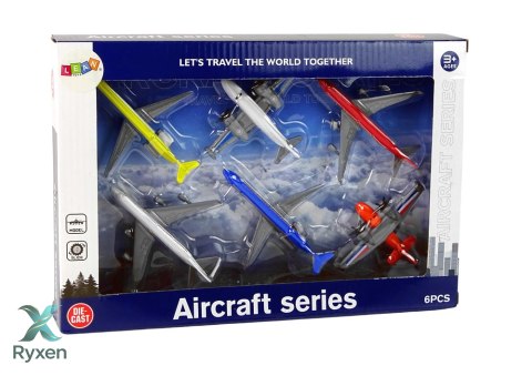 Zestaw Samoloty Pasażerskie Różne Kolory 6 Sztuk LEAN TOYS