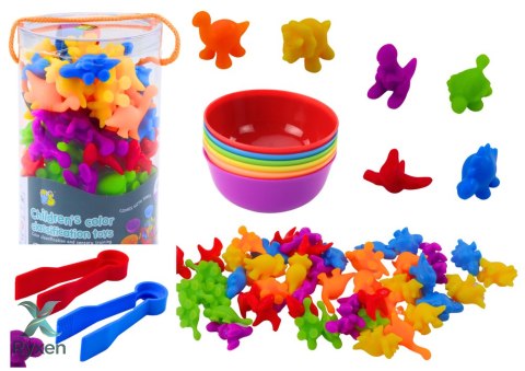 Zestaw Sorter Edukacyjny Nauka Kolorów Liczenia Dinozaury 48 El LEAN TOYS