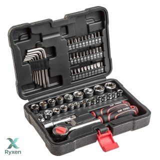 Zestaw kluczy nasadowych 1/4", 3/8", 63 szt. Top Tools