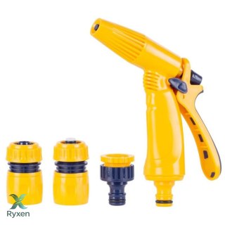 Zestaw nawodnieniowy 4-częściowy, pistolet zraszający, adapter 1/2-3/4, szybkozłączki 1/2", plastikowy, ogrodowy KAMAI STRENDPRO
