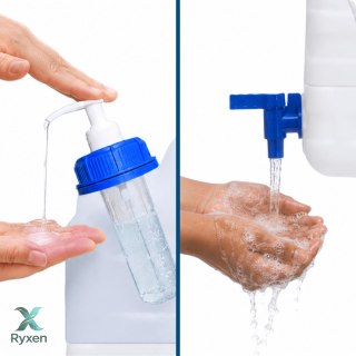 Kanister na wodę 3w1 z kranikiem i umywalką, transparentny HDPE, 10L Kamai SMARTCAN