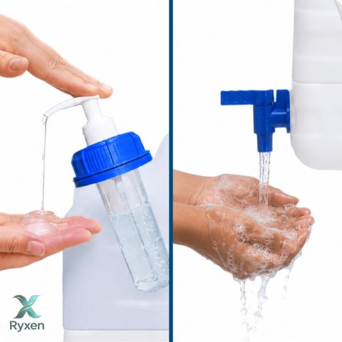 Kanister na wodę 3w1 z kranikiem i umywalką, transparentny HDPE, 10L Kamai SMARTCAN