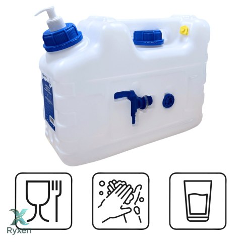 Kanister na wodę 3w1 z kranikiem i umywalką, transparentny HDPE, 10L Kamai SMARTCAN