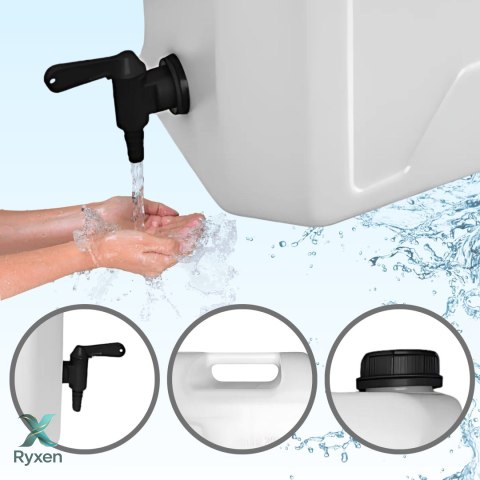Kanister na wodę pitną z dolnym kranikiem, transparentny, tworzywo HDPE, 22L Kamai SMARTCAN
