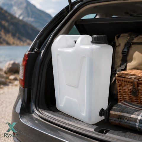 Kanister na wodę pitną z dolnym kranikiem, tworzywo HDPE, 12L Kamai SMARTCAN