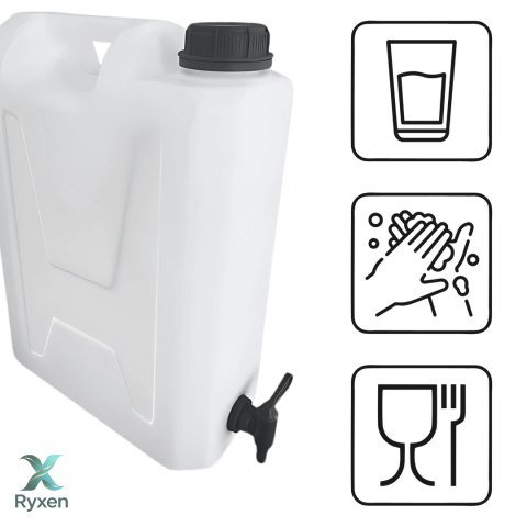 Kanister na wodę pitną z dolnym kranikiem, tworzywo HDPE, 12L Kamai SMARTCAN