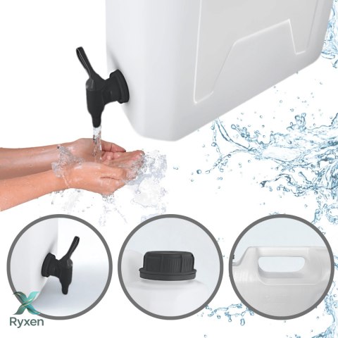Kanister na wodę pitną z dolnym kranikiem, tworzywo HDPE, 12L Kamai SMARTCAN