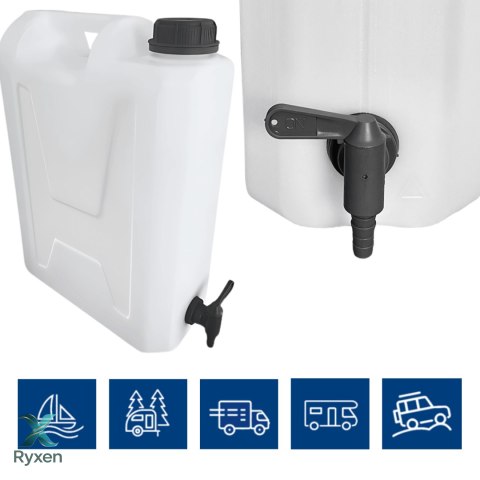 Kanister na wodę pitną z dolnym kranikiem, tworzywo HDPE, 12L Kamai SMARTCAN