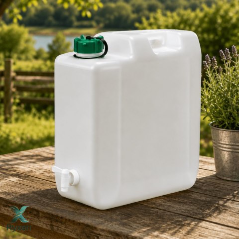 Kanister na wodę pitną z kranikiem i odpowietrznikiem, tworzywo HDPE, 20L Kamai SimplyCan