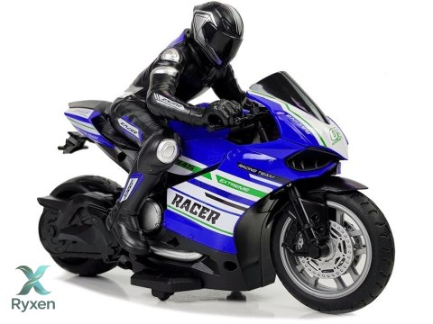 Motor Sportowy Ścigacz Zdalnie Sterowany 2.4G Zasięg 35 m Niebieski LEAN TOYS