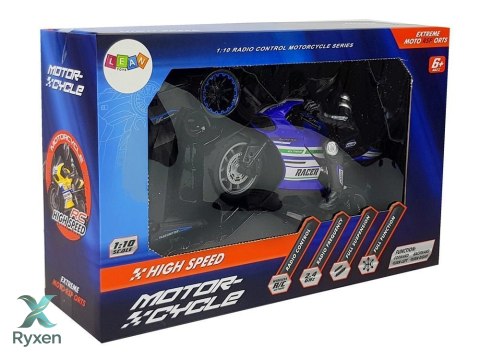 Motor Sportowy Ścigacz Zdalnie Sterowany 2.4G Zasięg 35 m Niebieski LEAN TOYS