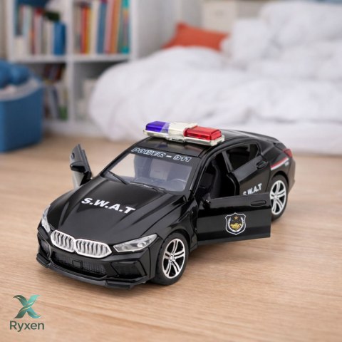Auto Jednostki Specjalnej SWAT Otwierane Drzwi Napęd Światła Dźwięki Czarny LEAN TOYS