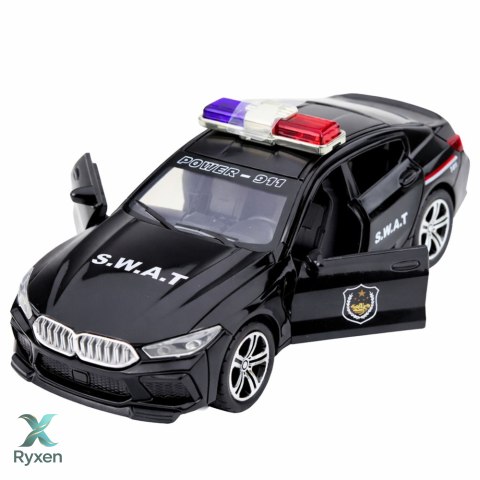 Auto Jednostki Specjalnej SWAT Otwierane Drzwi Napęd Światła Dźwięki Czarny LEAN TOYS