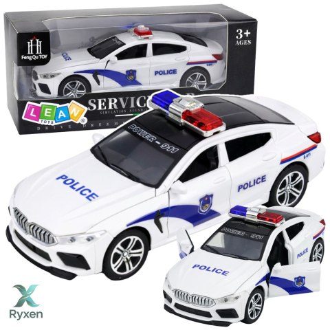 Auto Policyjne Radiowóz Otwierane Drzwi Napęd Światła Dźwięki Biały LEAN TOYS