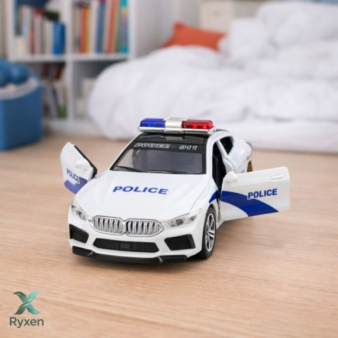 Auto Policyjne Radiowóz Otwierane Drzwi Napęd Światła Dźwięki Biały LEAN TOYS