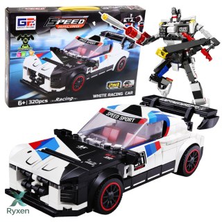 Klocki Konstrukcyjne Samochód Sportowy Robot 2W1 Biały 320 el. LEAN TOYS