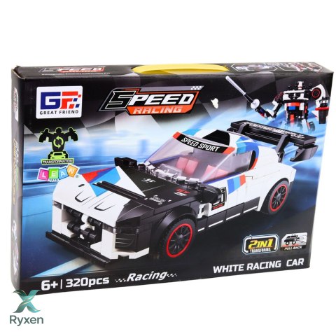 Klocki Konstrukcyjne Samochód Sportowy Robot 2W1 Biały 320 el. LEAN TOYS
