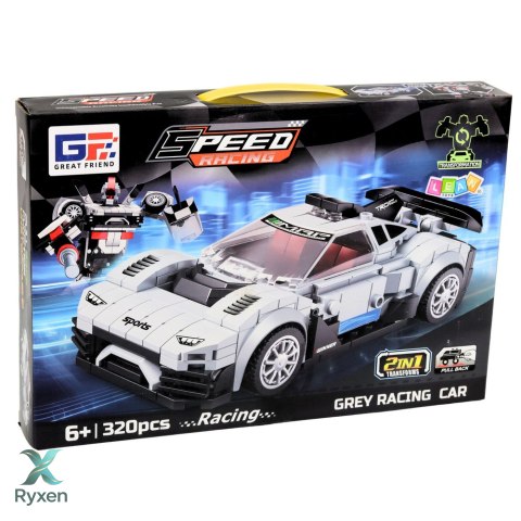 Klocki Konstrukcyjne Samochód Wyścigowy Robot 2W1 Biały 320 el. LEAN TOYS
