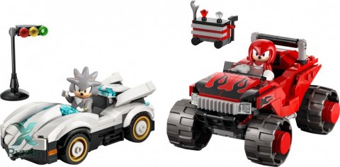 Klocki sonic 77118 silver w samochodzie kontra knuckles w monster trucku LEGO