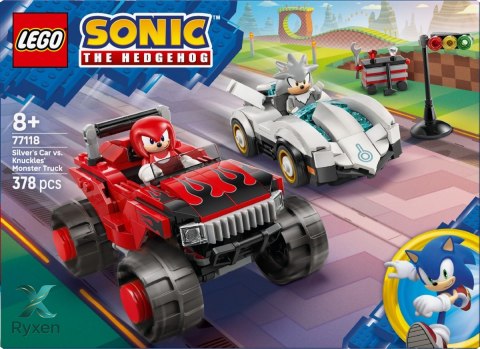 Klocki sonic 77118 silver w samochodzie kontra knuckles w monster trucku LEGO
