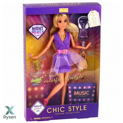 Lalka Anlily Fashion W Fioletowej Sukience Słuchawki Akcesoria Zestaw LEAN TOYS