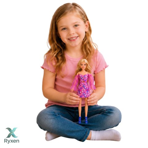 Lalka Anlily Fashion w Różowej Sukience Piesek Biały Torebka Okulary Zestaw LEAN TOYS