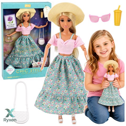Lalka Anlily Fashion w Spódnicy I Kapeluszu Torba Kubek Akcesoria Zestaw LEAN TOYS