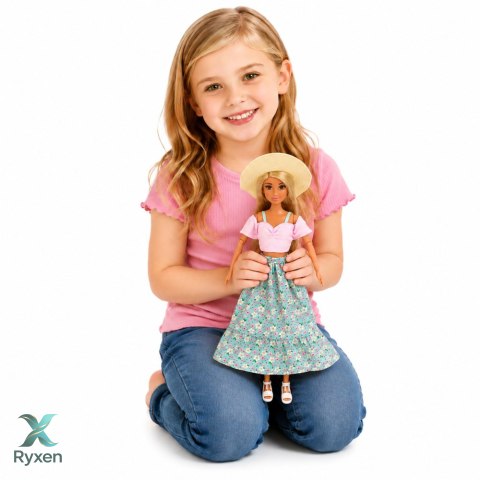 Lalka Anlily Fashion w Spódnicy I Kapeluszu Torba Kubek Akcesoria Zestaw LEAN TOYS
