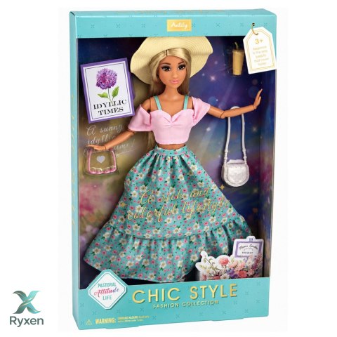 Lalka Anlily Fashion w Spódnicy I Kapeluszu Torba Kubek Akcesoria Zestaw LEAN TOYS