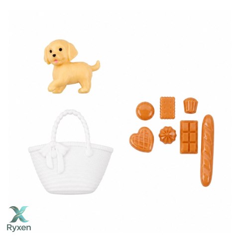 Lalka Anlily Fashion z Pieskiem Sukienka w Kwiaty Torba Przekąski Akcesoria LEAN TOYS
