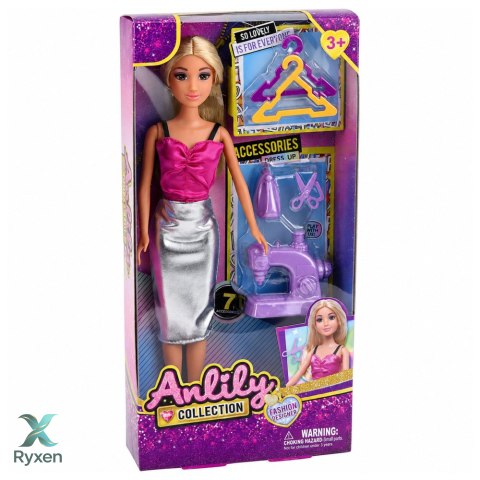 Lalka Anlily Projektantka Ubrań Krawcowa Maszyna Do Szycia Akcesoria Zestaw LEAN TOYS