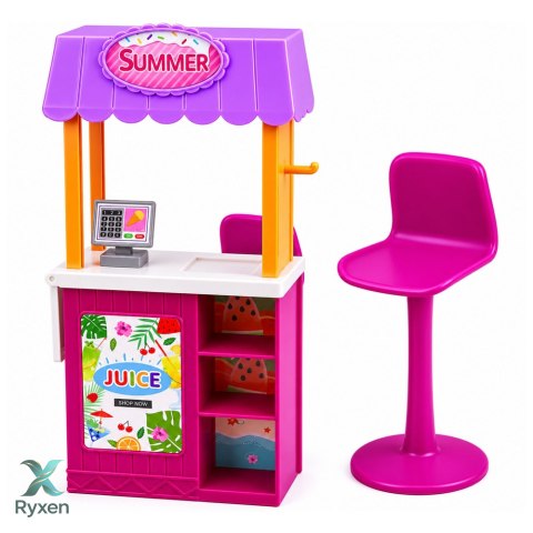 Lalka Anlily Sprzedawczyni Ze Stoiskiem Napoje Przekąski Akcesoria Zestaw LEAN TOYS