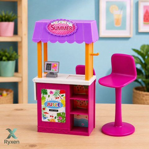 Lalka Anlily Sprzedawczyni Ze Stoiskiem Napoje Przekąski Akcesoria Zestaw LEAN TOYS