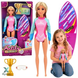 Lalka Anlily Surferka W Kombinezonie Z Deską Surfingową Akcesoria Zestaw LEAN TOYS