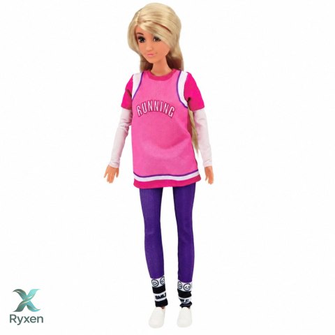 Lalka Anlily Z Fioletowa Deskorolką Skejterka Kask Długa Bluza Zestaw LEAN TOYS