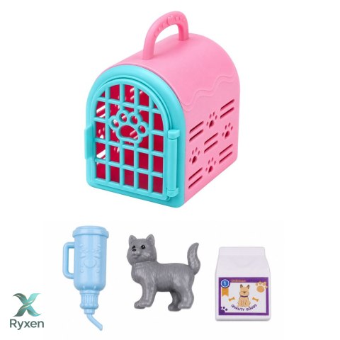 Lalka Anlily z Transporterem Dla Zwierzaka Kotek Szary Akcesoria Zestaw LEAN TOYS