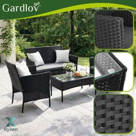 Meble ogrodowe rattanowe czarne Gardlov 26908 GARDLOV