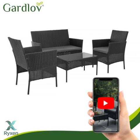 Meble ogrodowe rattanowe czarne Gardlov 26908 GARDLOV