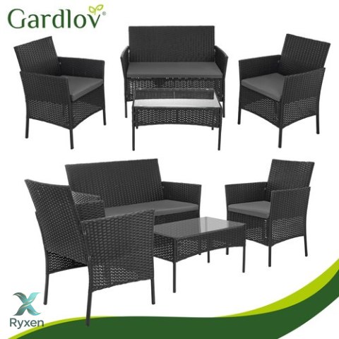 Meble ogrodowe rattanowe czarne Gardlov 26908 GARDLOV