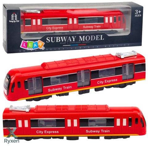 Metro Pociąg City Express Otwierane Drzwi Światła Dźwięki Czerwony LEAN TOYS