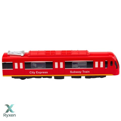 Metro Pociąg City Express Otwierane Drzwi Światła Dźwięki Czerwony LEAN TOYS