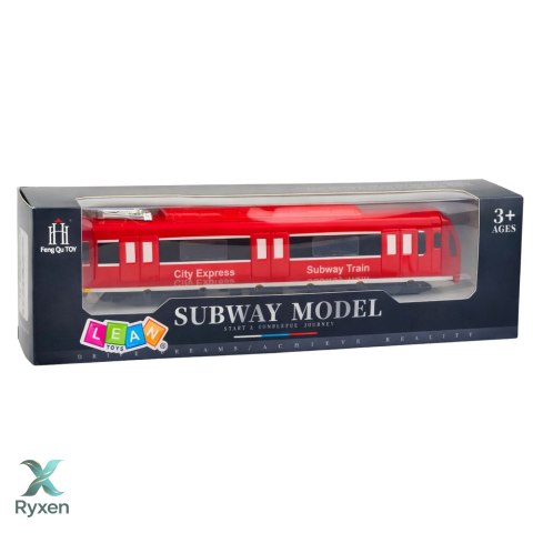 Metro Pociąg City Express Otwierane Drzwi Światła Dźwięki Czerwony LEAN TOYS