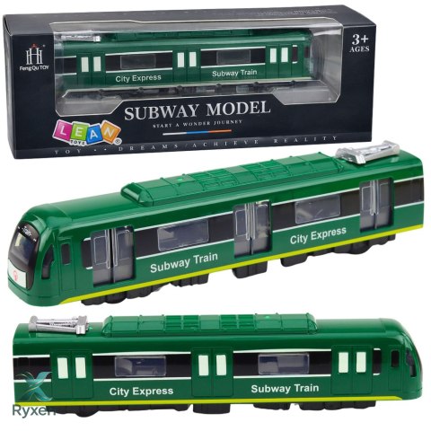 Metro Pociąg City Express Otwierane Drzwi Światła Dźwięki Zielony LEAN TOYS
