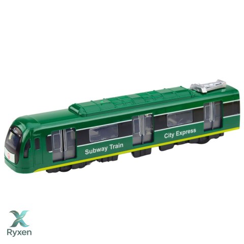 Metro Pociąg City Express Otwierane Drzwi Światła Dźwięki Zielony LEAN TOYS