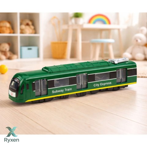 Metro Pociąg City Express Otwierane Drzwi Światła Dźwięki Zielony LEAN TOYS