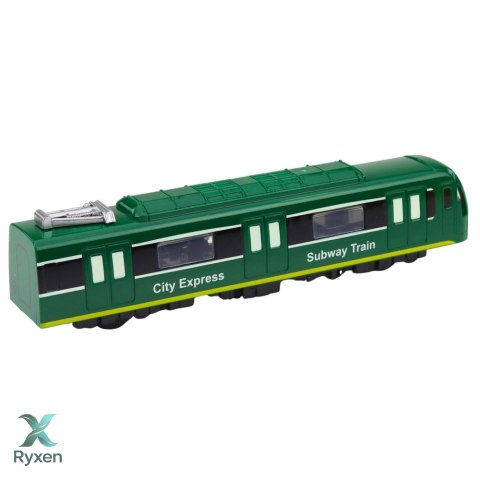 Metro Pociąg City Express Otwierane Drzwi Światła Dźwięki Zielony LEAN TOYS